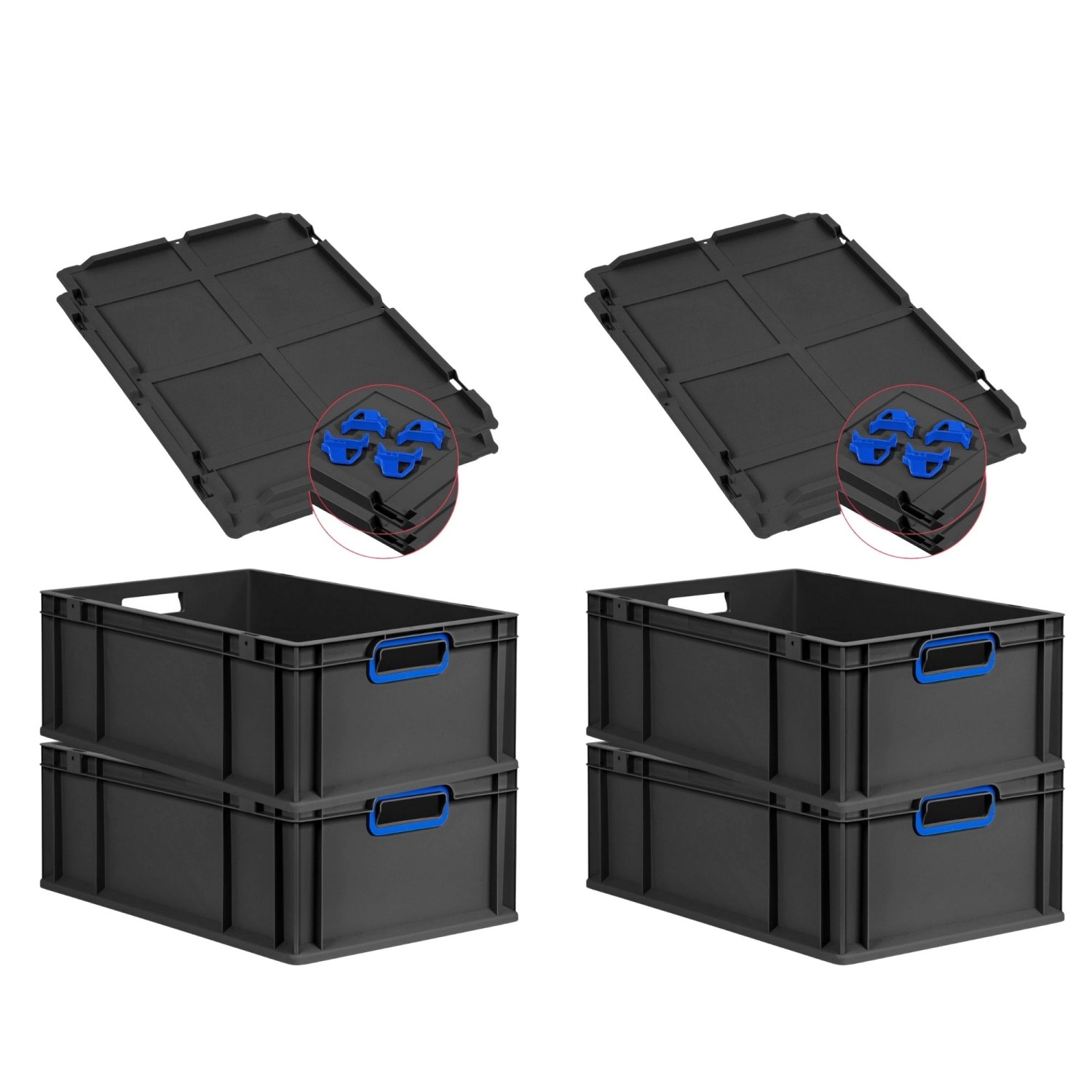 PROREGAL SuperSparSet 4x Eurobox Nextgen Color Mit Auflagedeckel HxBxT 22x4 günstig online kaufen