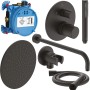 Ideal Standard Ceratherm T100 Unterputz Armaturen-Bundle, Schwarz Matt, mit Kopf- und Handbrause.