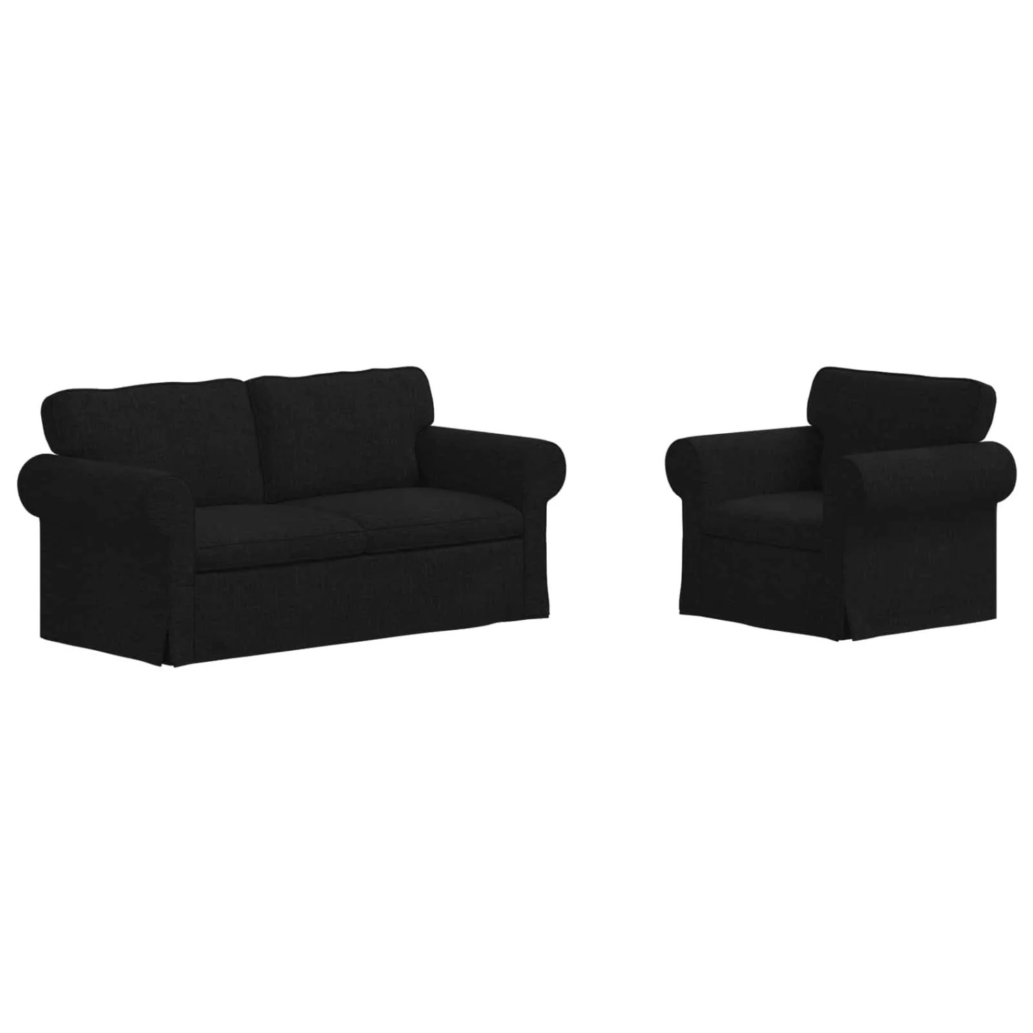 vidaXL Sofa 2-Tlg Schwarz 175 x 82 x 80 cm Stoff 3407532