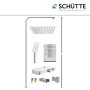 Schütte Ocean Überkopf-Brauseset mit Thermostat, Ablage in Chrom-Weiß. Kopf- und Handbrause inklusive.