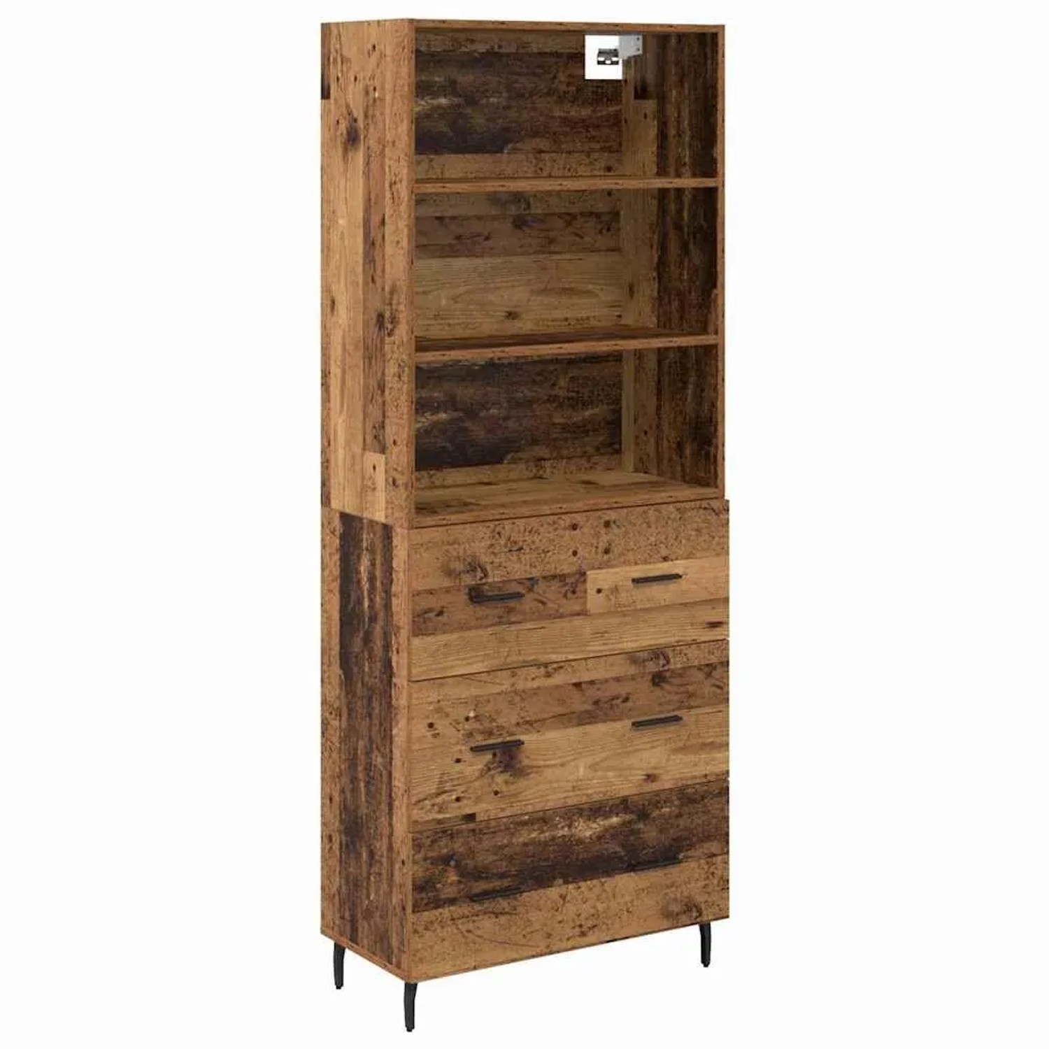 vidaXL Highboard mit Schubladen 2-Tlg Altholz Engineered Wood und Glas 3415 günstig online kaufen