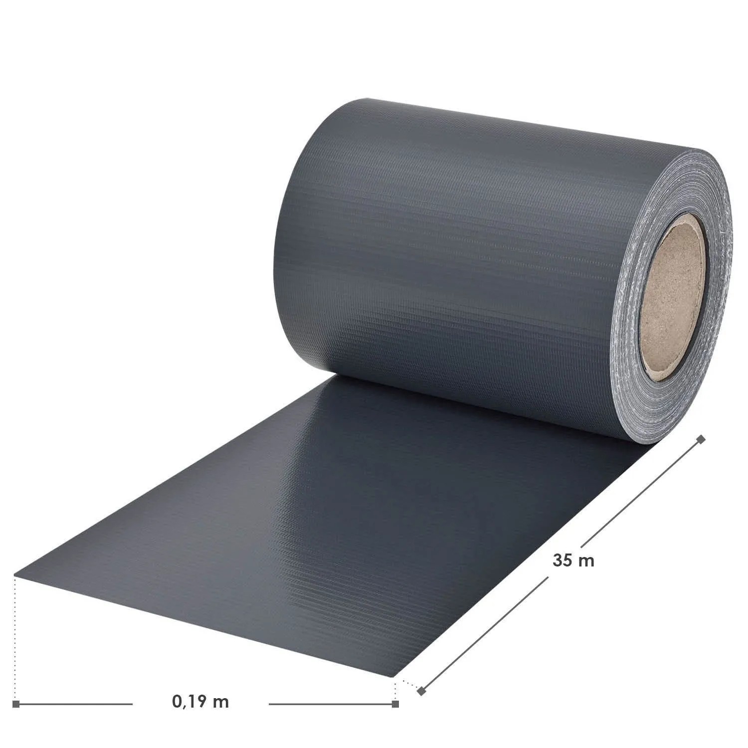 Anthrazitfarbene Juskys PVC Sichtschutzstreifen Rolle (35m) für Zaunbau & Sichtschutz.