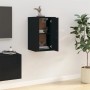 Schwarzer VidaXL TV-Wandschrank (40x34,5x60 cm) mit offenen Türen, Teil einer Wohnwand.
