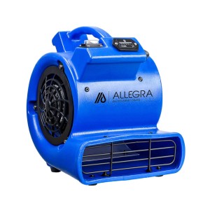 Blauer Allegra24 Turbolüfter RL550 mit Stundenzähler für Baustellen und Wasserschadenbeseitigung.