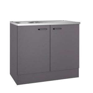 OPTIFIT Spülenunterschrank Kiel420, 100cm breit, anthrazit mit Auflagespüle.