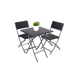 Balkon-Set VENTANA, 3-teilig, Rattan-Optik, Stahl/Kunststoff, schwarz