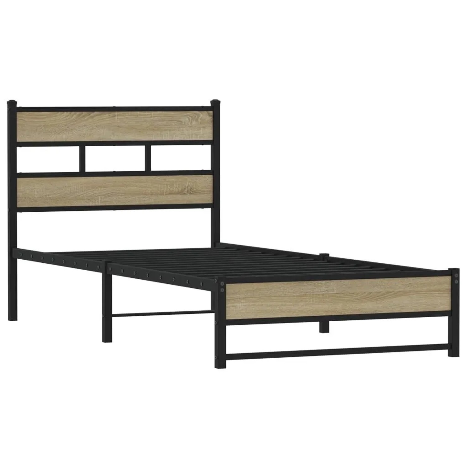 vidaXL Metallbett ohne Matratze Sonoma-Eiche 90x200 cm 4017265