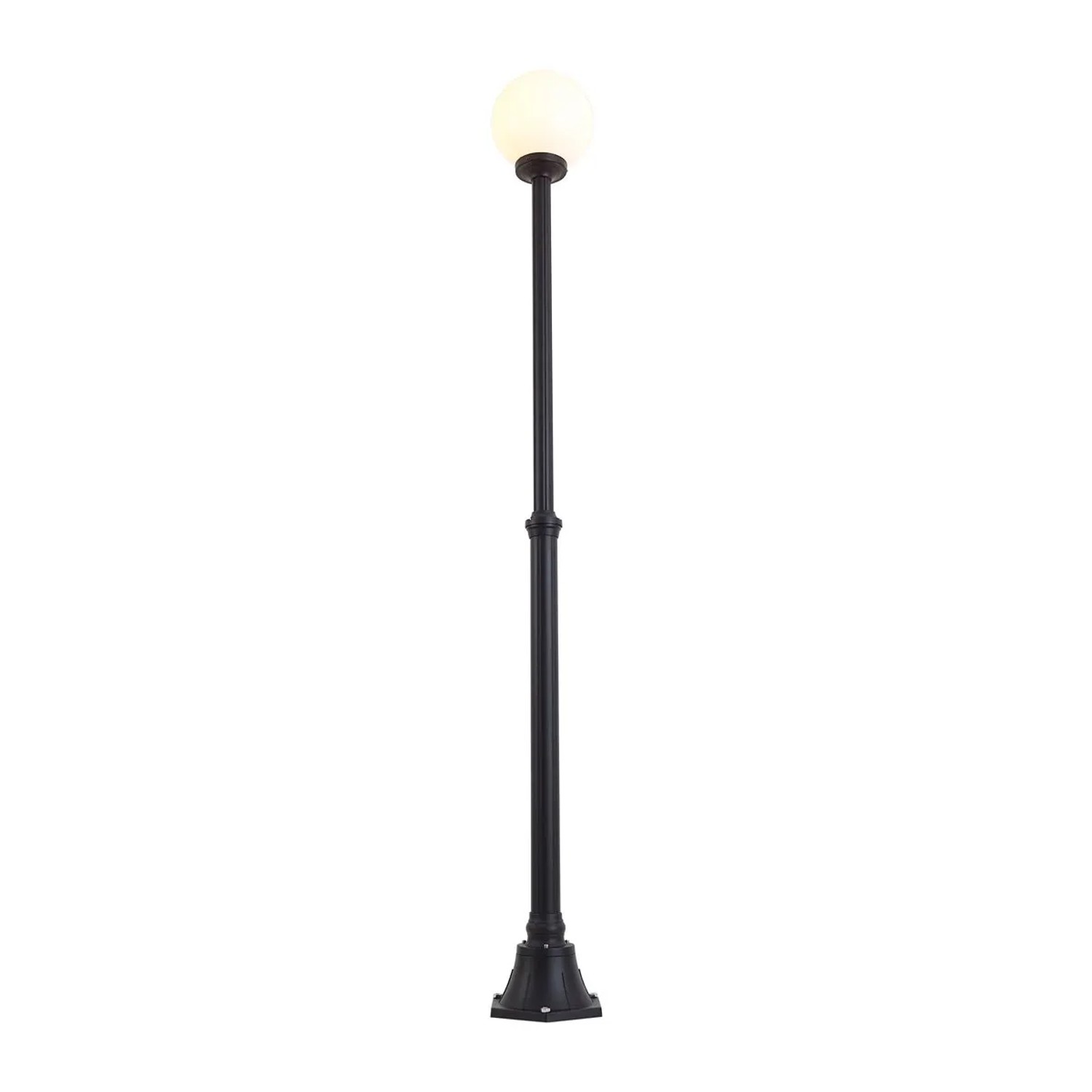 Schwarze QAZQA Außen Stehleuchte Champs, 210cm, mit Opalglas. Klassische Gartenbeleuchtung.