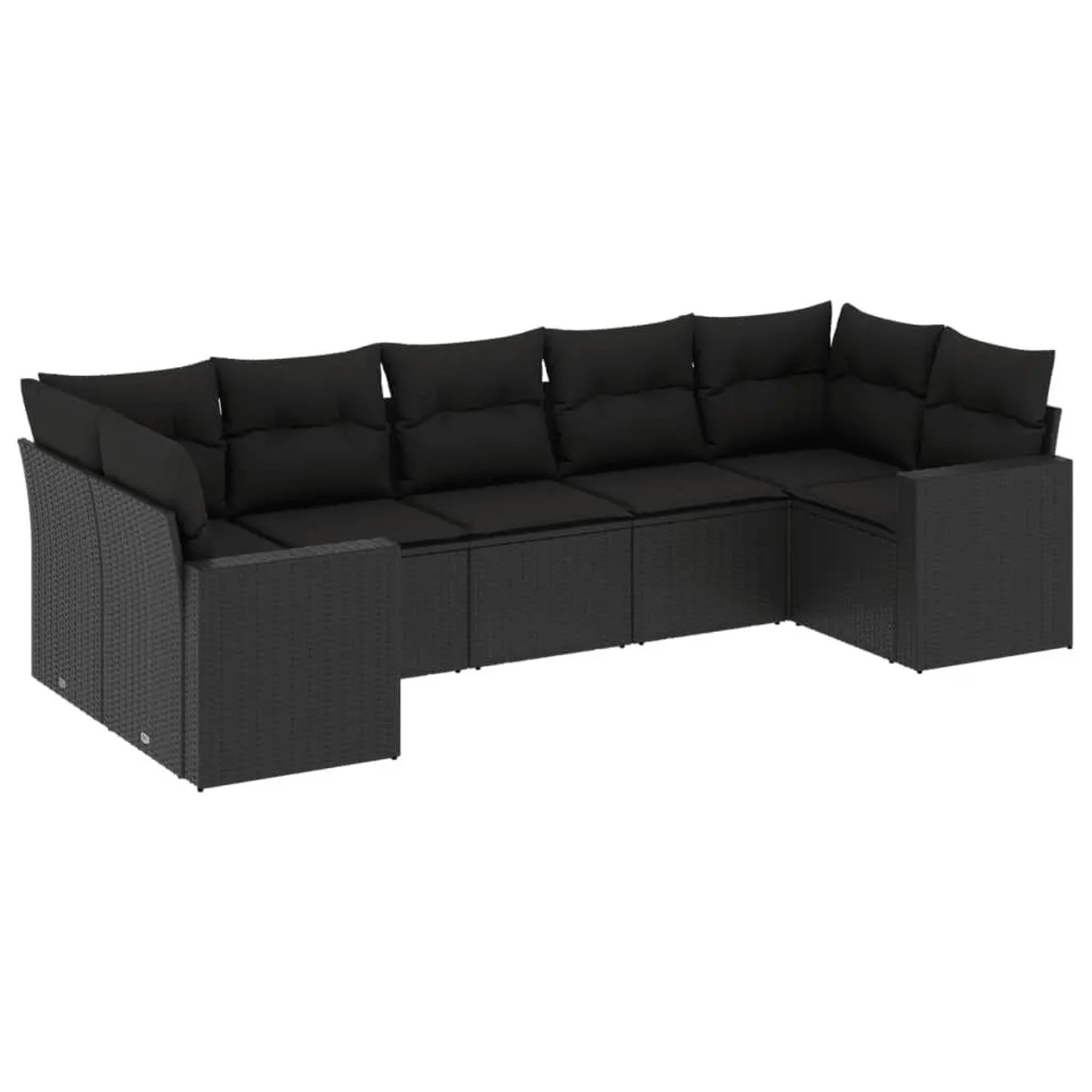 vidaXL 7-Tlg Garten-Sofagarnitur mit Kissen Schwarz Poly Rattan 3251722