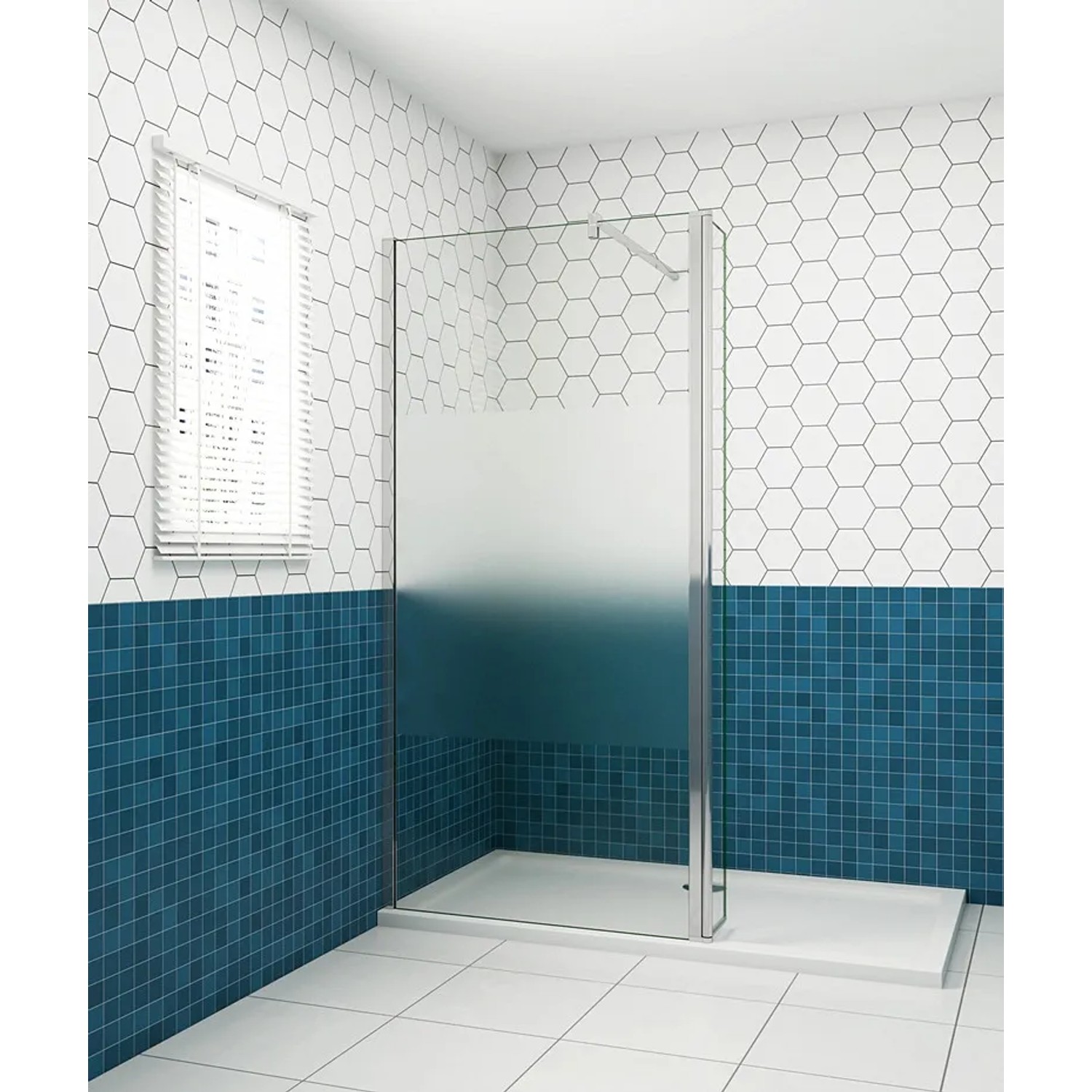 Duschparadies Walk-In Dusche 70x200cm mit satiniertem Glas, Streifenmuster und verchromtem Rahmen im Bad.
