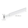 Weißer, längenverstellbarer Schubladentrenner aus Bambus mit Silikonenden, 46-56 cm. Rutschfester Schubladeneinteiler im 4er Set.