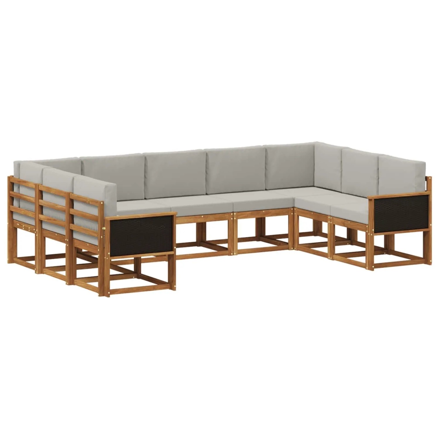 vidaXL Outdoor-Sofagarnitur mit Kissen 9 Stk Natur und Hellgrau 3385522