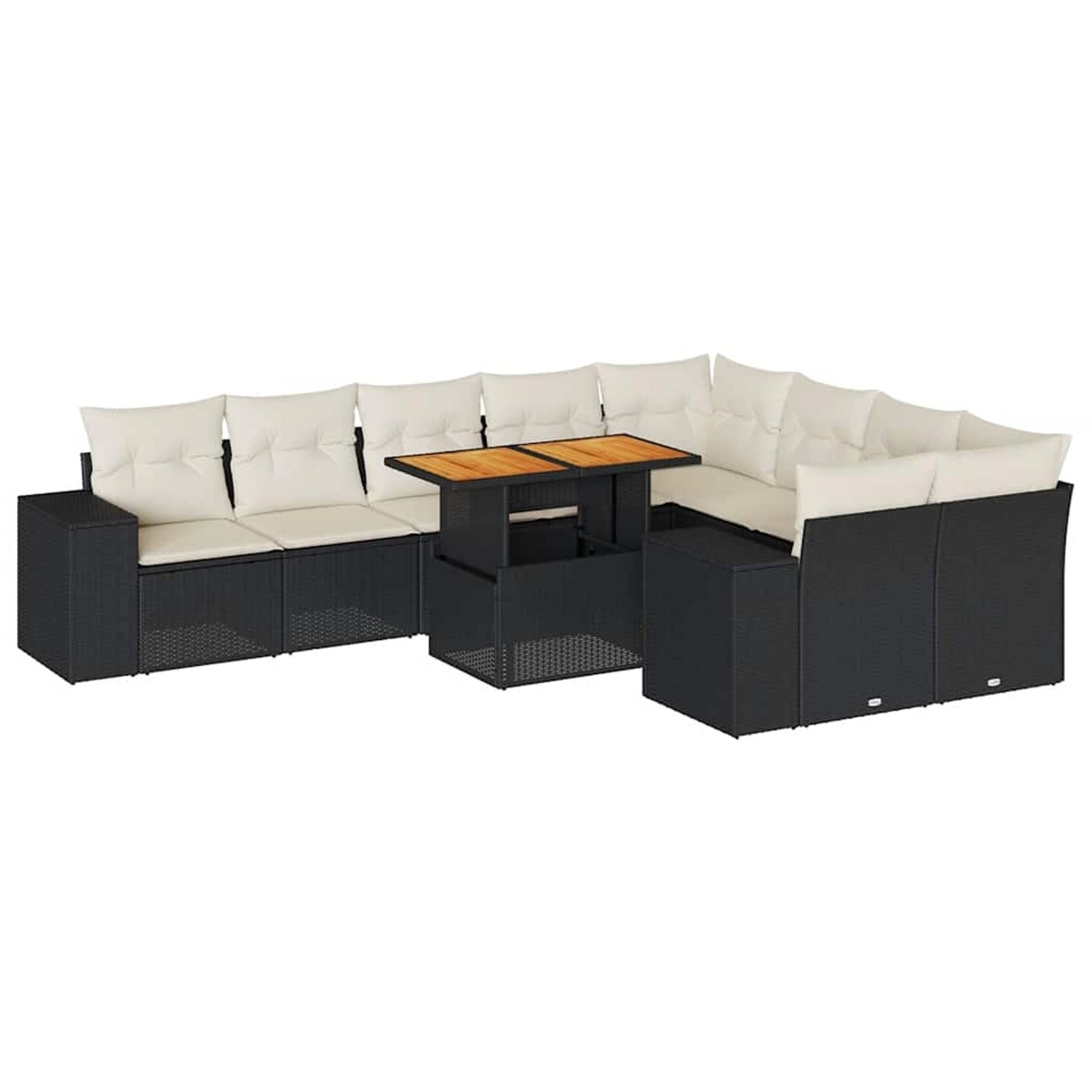 vidaXL 10-Tlg Garten-Sofagarnitur mit Kissen Schwarz Poly Rattan 3327416 günstig online kaufen