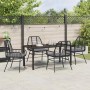 Schwarze 5-tlg. Garten Essgruppe aus Poly Rattan mit Tisch und Stühlen für den Garten.