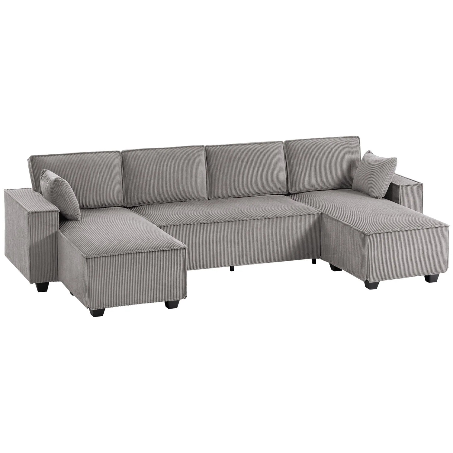 HOMCOM Corner Sofa Polyester Originalschaum 311L x 154B x 91H cm Hellgrau