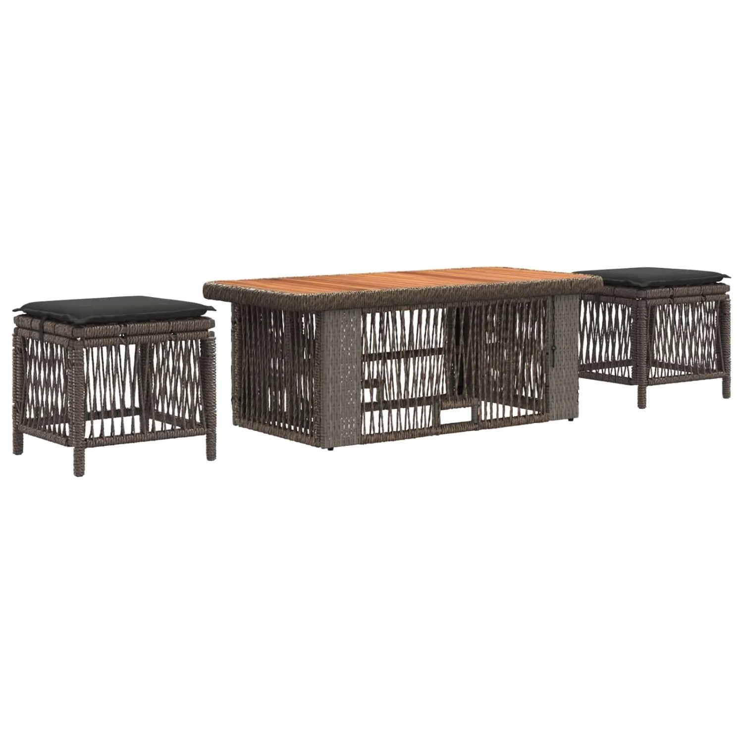 vidaXL Garten Essgruppe 4-Tlg Grau und Dunkelgrau Poly-Rattan 42026754