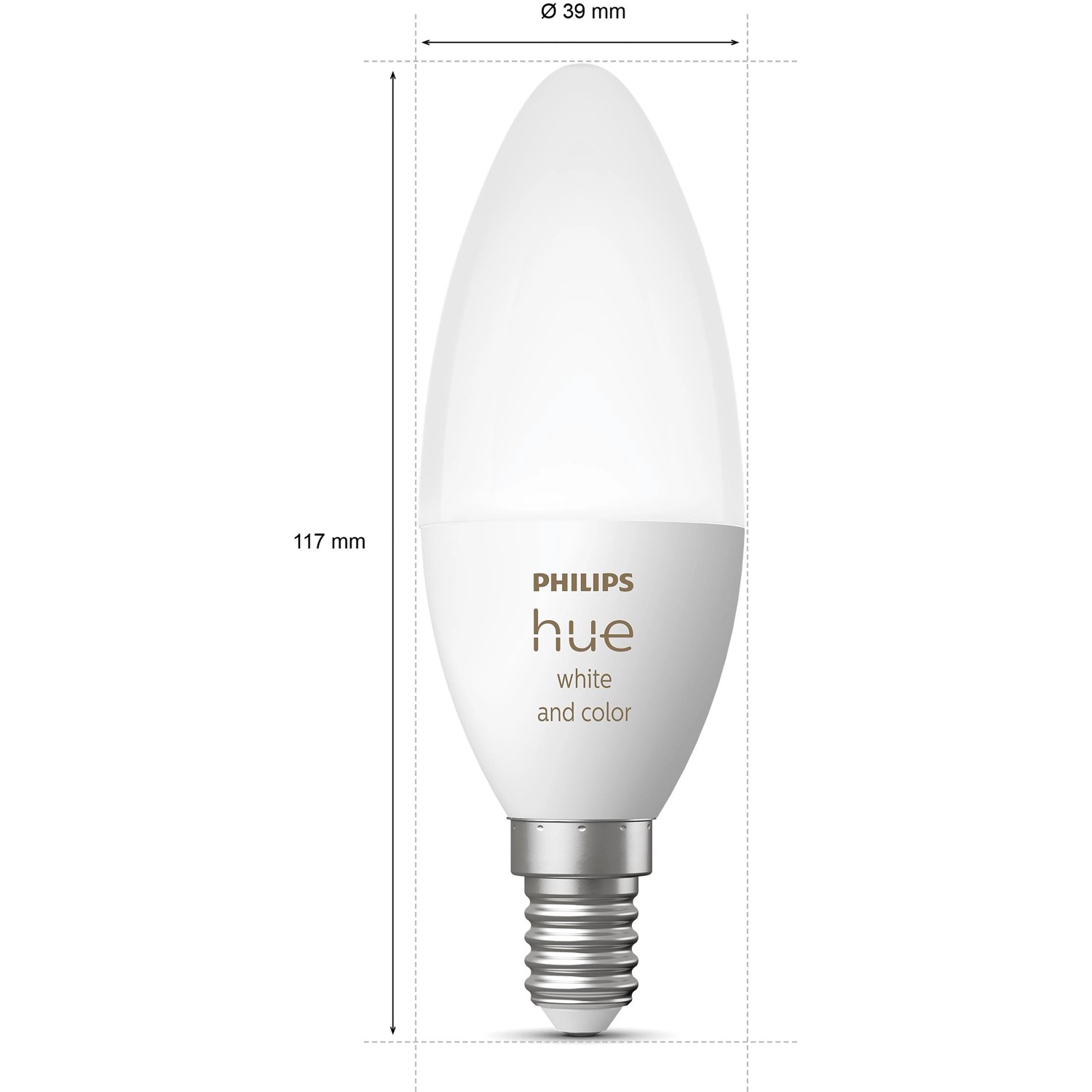 Philips Hue E14 LED-Lampe, White & Color Ambiance, Kerzenform, 470 lm, 1er-Pack.
