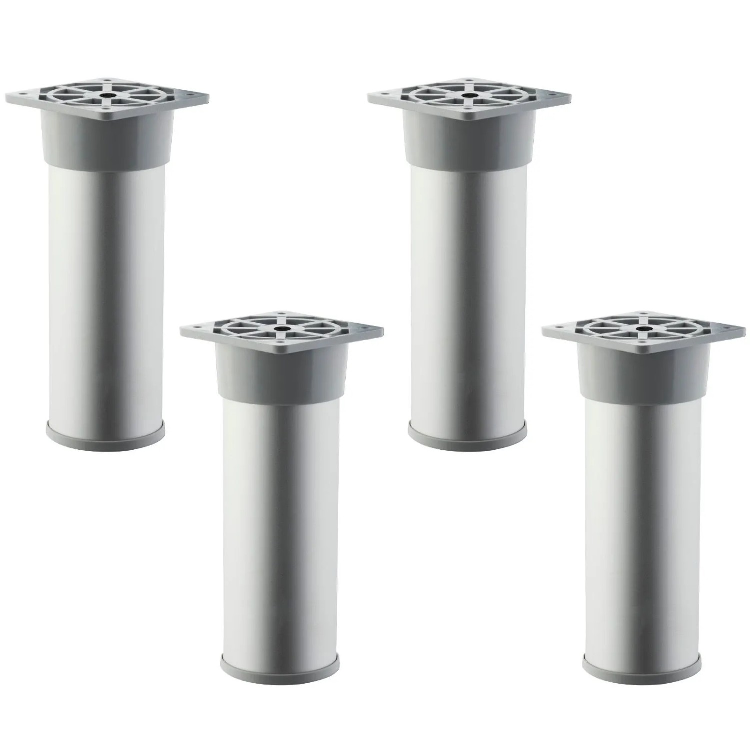 SOTECH 4er Set Möbelfüße ALFA Ø50 mm Höhe 150 mm Silberoptik Eloxiert