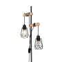 Schwarze QAZQA Stehlampe mit Holz und zwei Lampenschirmen der Serie Dami Frame.
