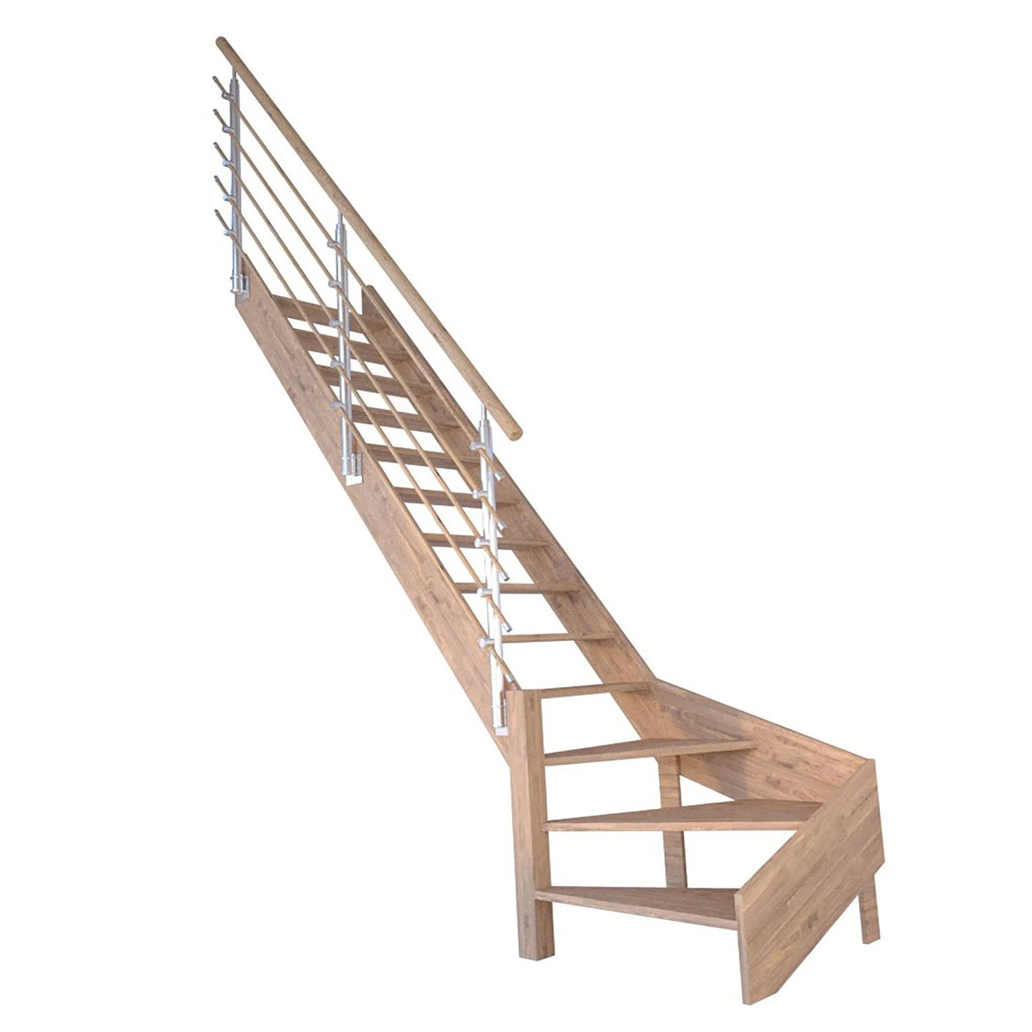 StarWood Treppe Rhodos Eiche Gew. L Design-Geländer-Holzstäbe FSC® günstig online kaufen