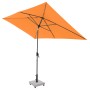 Orangefarbener Doppler Mittelmastschirm myZone Auto Tilt, 300x200 cm, mit Kurbel und Auto-Tilt Funktion.