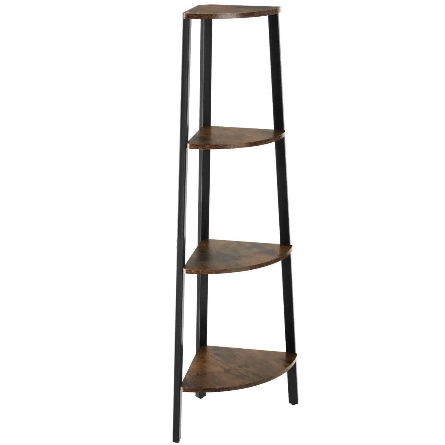 Tectake Eckregal Newbridge Industrial Style Holz und Stahl  34 x 34 x 125 cm Industrial Holz Dunkel  Rustikal