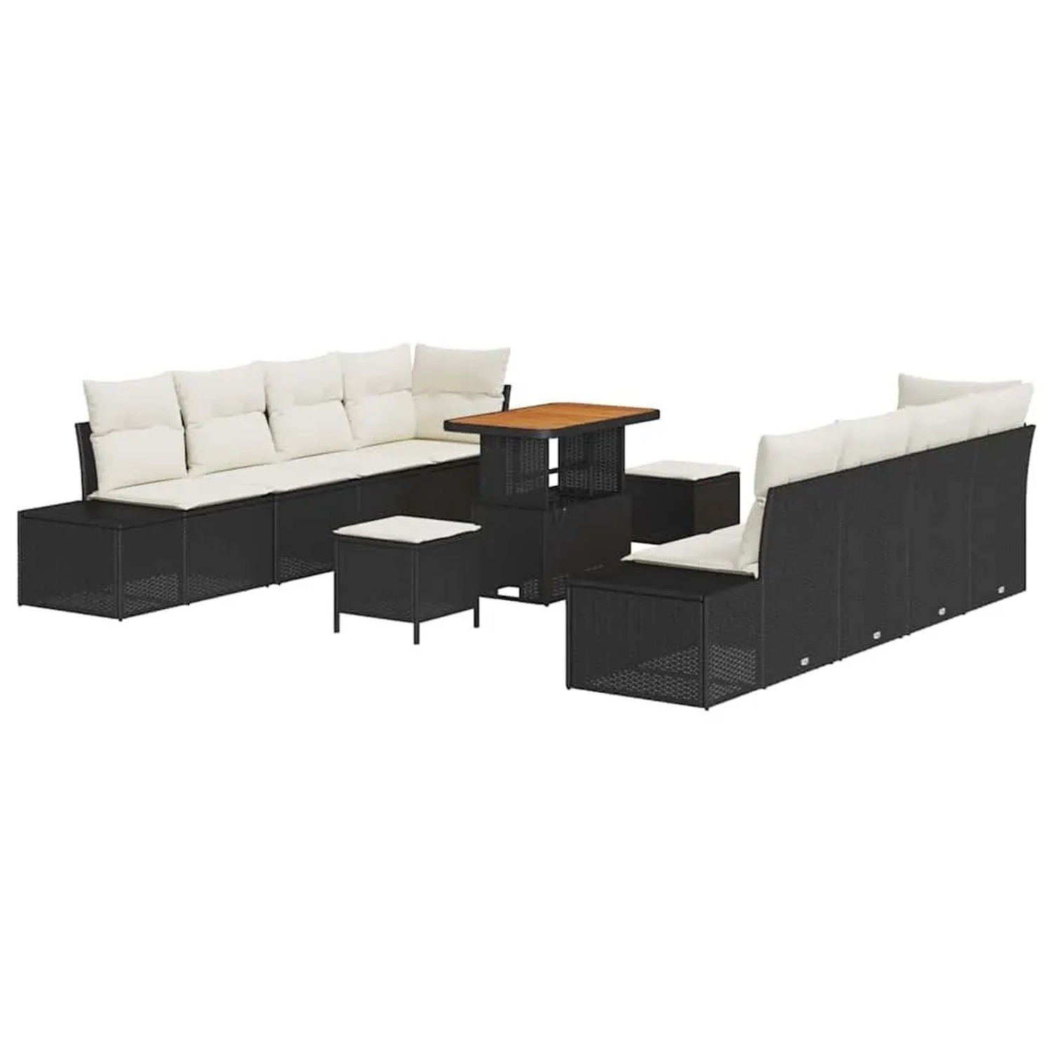vidaXL Gartensofa-Set mit Kissen 11 Stk Schwarz Poly Rattan 3364710 günstig online kaufen