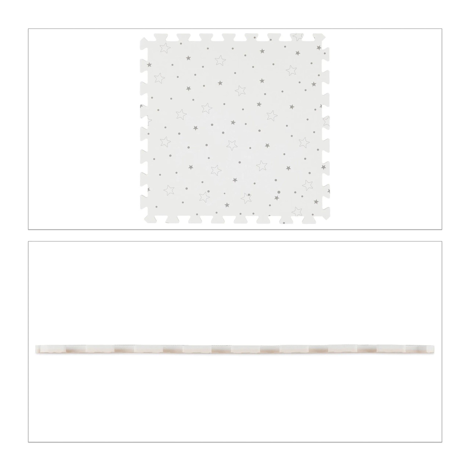 Relaxdays Puzzlematte mit Sternen EVA-Schaumstoff Weiß Grau Wärmeisolierend 100 cm x 196 cm 1,4 kg