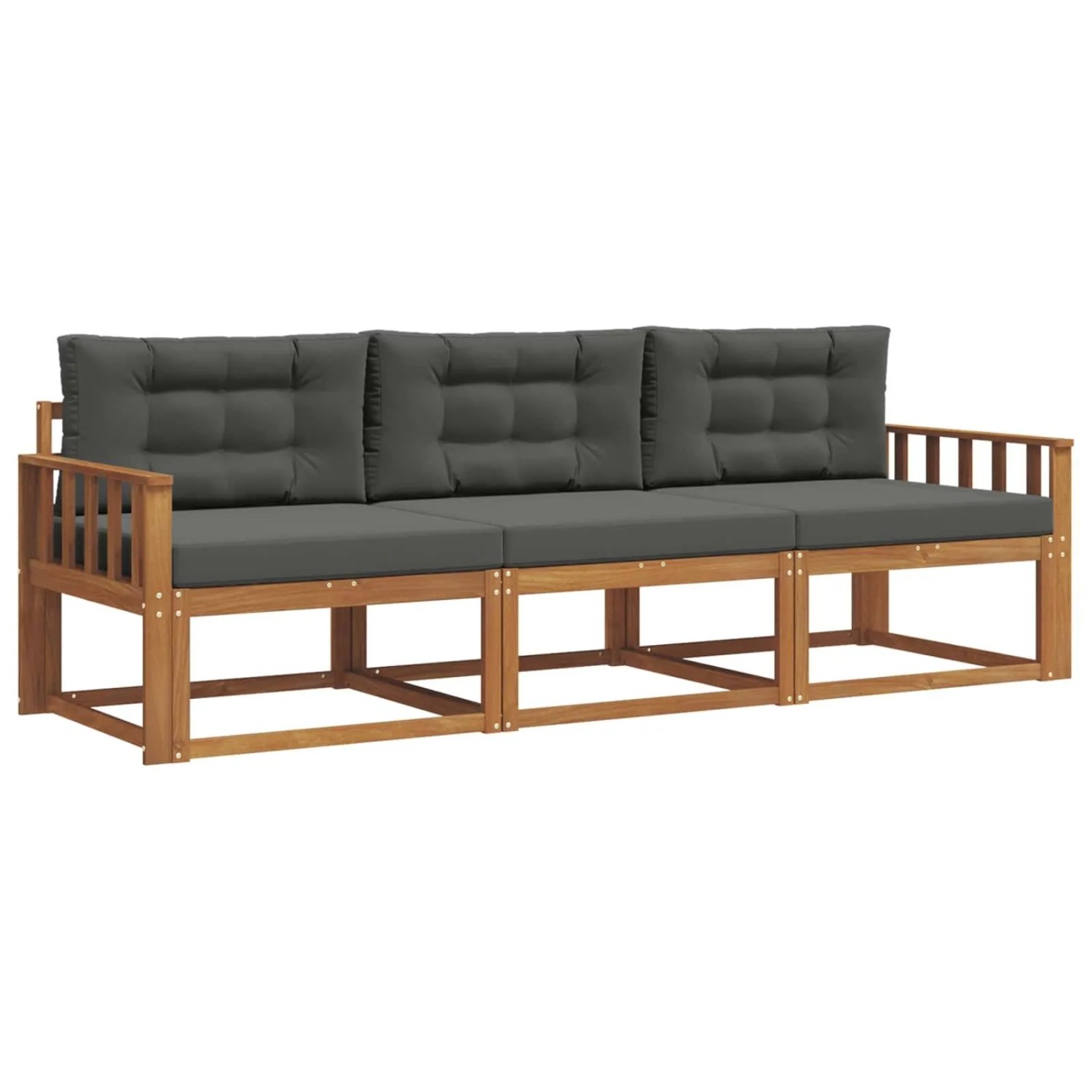 vidaXL Outdoor-Sofagarnitur mit Kissen 3-Tlg Natur und Anthrazit 3367120