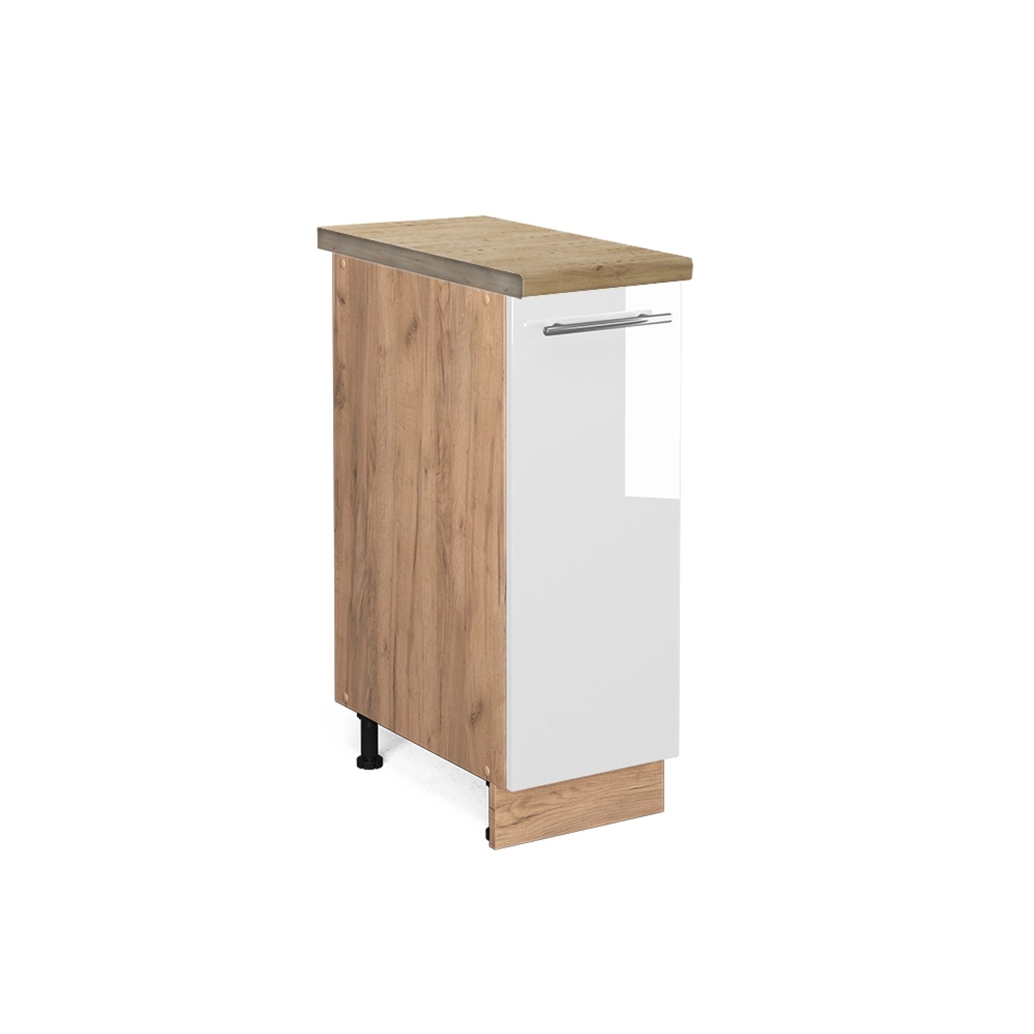 Vicco Apothekerschrank Fame-Line Weiß Hochglanz/Goldkraft Eiche 30 cm AP Eiche