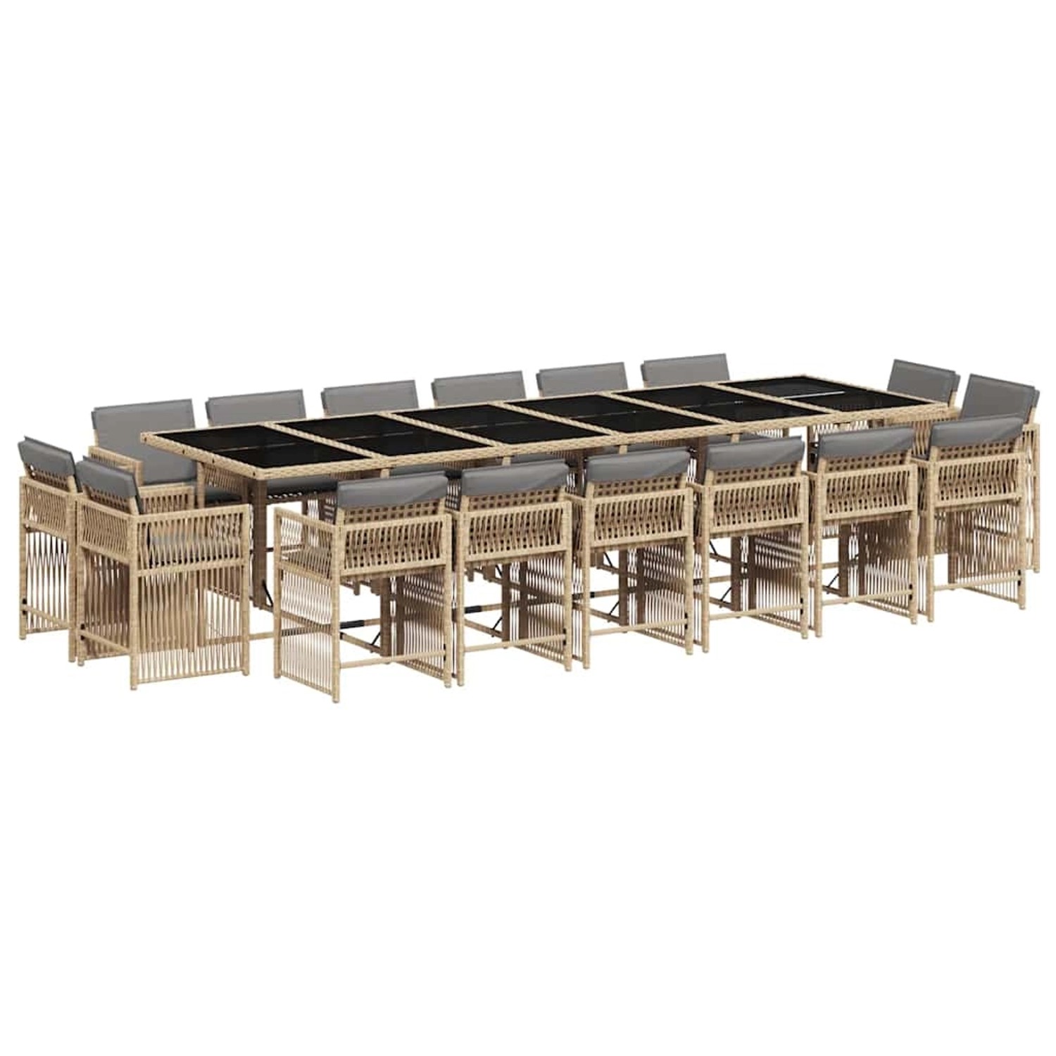vidaXL 17-Tlg Garten-Essgruppe mit Kissen Beigemischung Poly Rattan 3211788