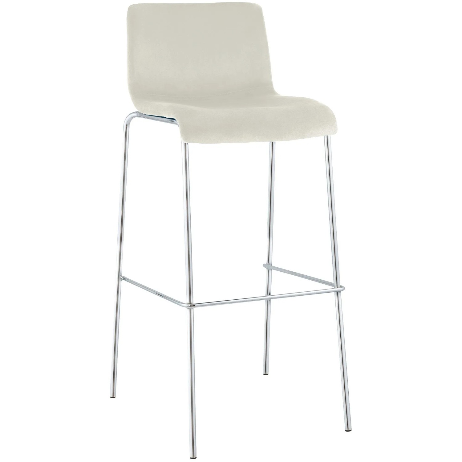 CLP Barhocker Hover Samt Vierfußgestell Chrom Creme