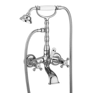 Kronenbach Aufputz-Wannenarmatur IOTA 2.0 mit Brausegarnitur in Chrom.