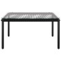Schwarzer Couchtisch aus PVC und Glas, Teil des vidaXL Garten-Lounge-Sets.