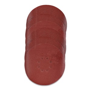 Schleifpapier-Set für Einhell Trockenbauschleifer TC-DWS 225, rotbraune Schleifblätter mit Löchern.