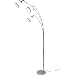 Reality Stehleuchte Davos, 3-flammig, Chrom mit weißen Stoffschirmen.