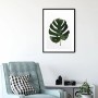 Wandbild: Monstera Blatt im schwarzen Rahmen, 30x40 cm. Dekorative Zimmerpflanze als Kunstdruck.