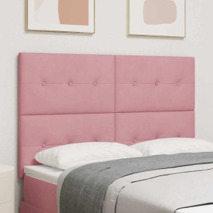 Rosa vidaXL LED Kopfteil, 144 cm, Polyester, mit LED-Lichtleisten für Betten.
