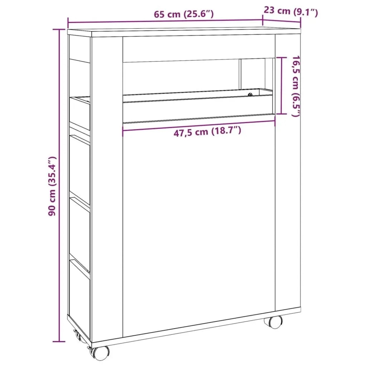 vidaXL Badschrank Schmal mit Rollen Weiß Holzwerkstoff 855268_10