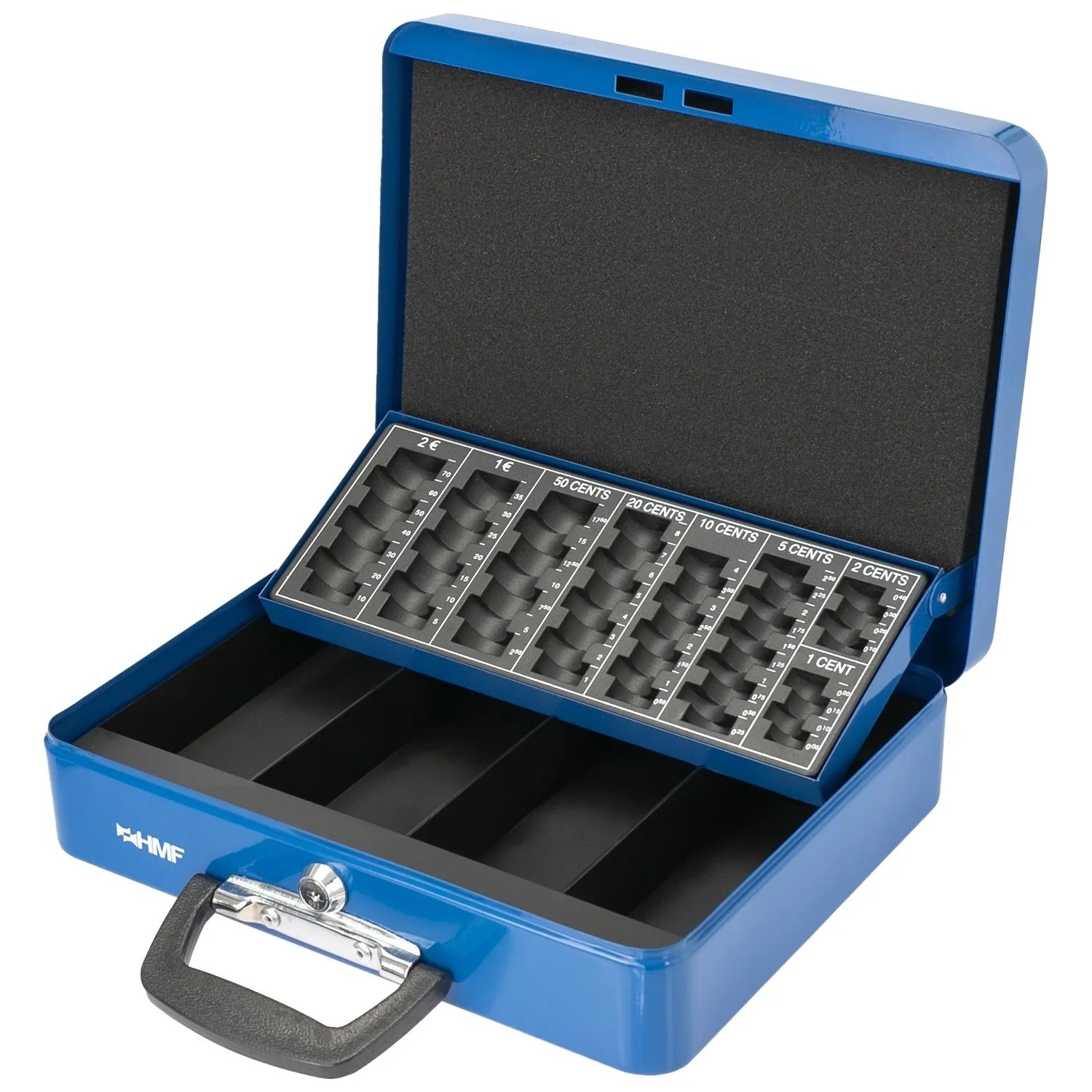 HMF 10016-05 Geldkassette Münzzählbrett Tragegriff 30 x 24 x 8 cm Blau günstig online kaufen