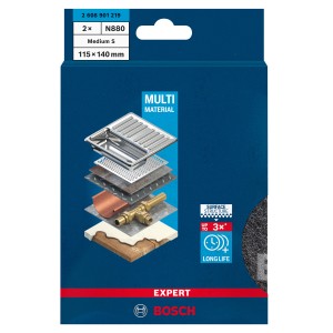 Bosch Vliesschleifpad Expert N880, 2-teilig, 115x140mm, Medium. Schleifmittel für Metall.