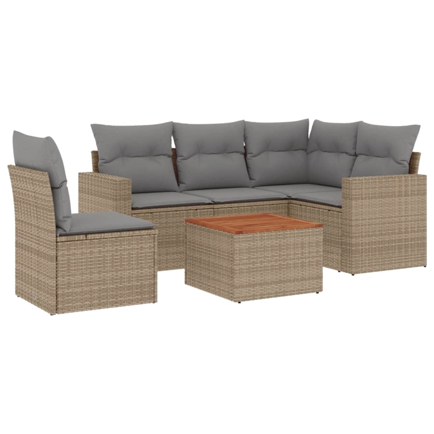vidaXL 6-Tlg Garten-Sofagarnitur mit Kissen Beige Poly Rattan 3256458 günstig online kaufen