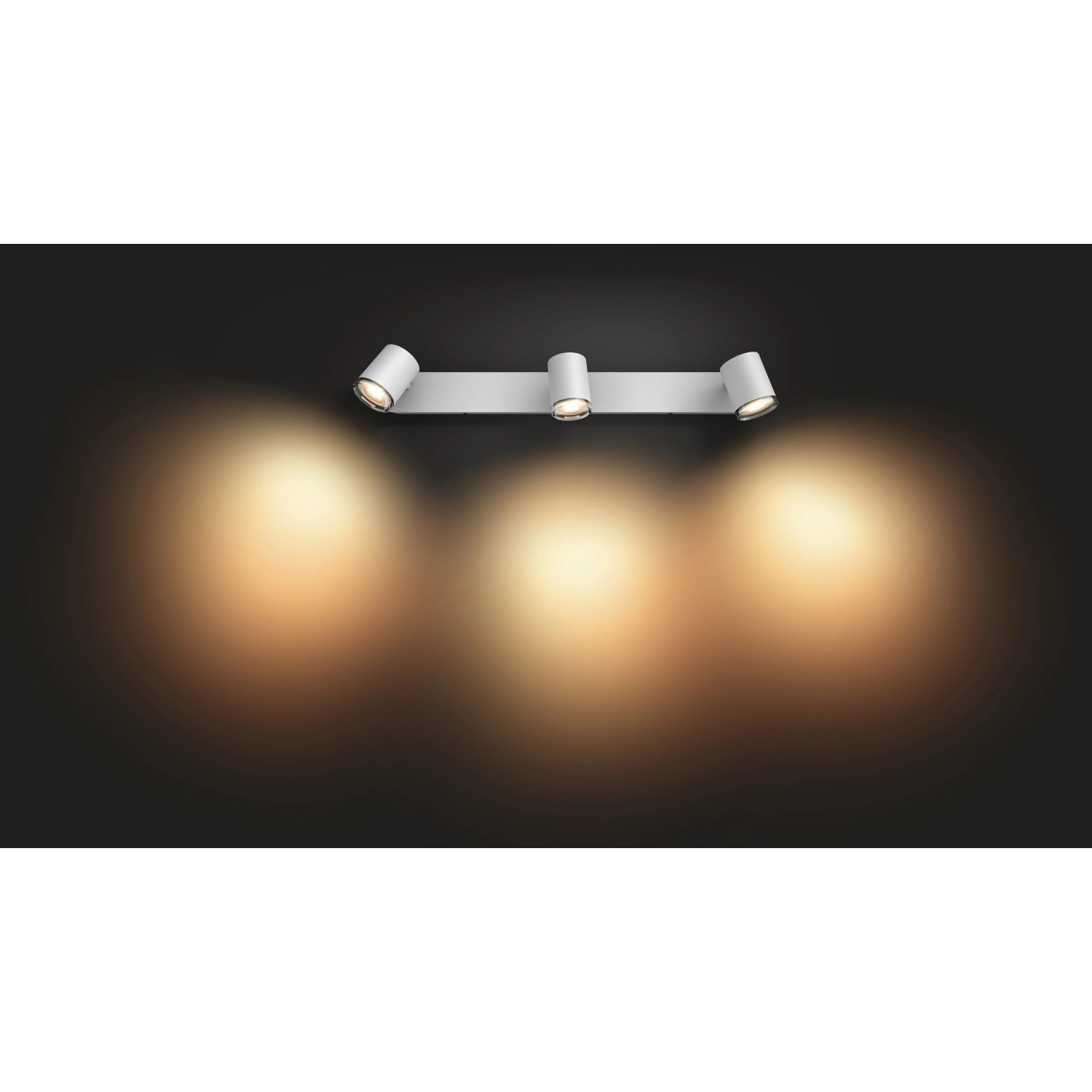 Weiße Philips Hue Adore Badleuchte mit 2 Spots und Dimmer für stimmungsvolles Licht.