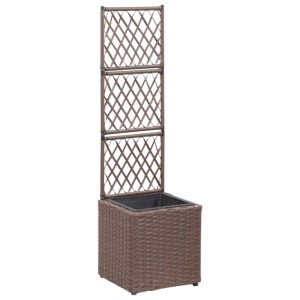 DELUKE Rankkasten Pflanzgefäß ELOT Aus Rattan Braun 1 Topf 30x30x107cm Hochbeet Rankgitter Pflanzkasten Blumenkasten Rankhilfe