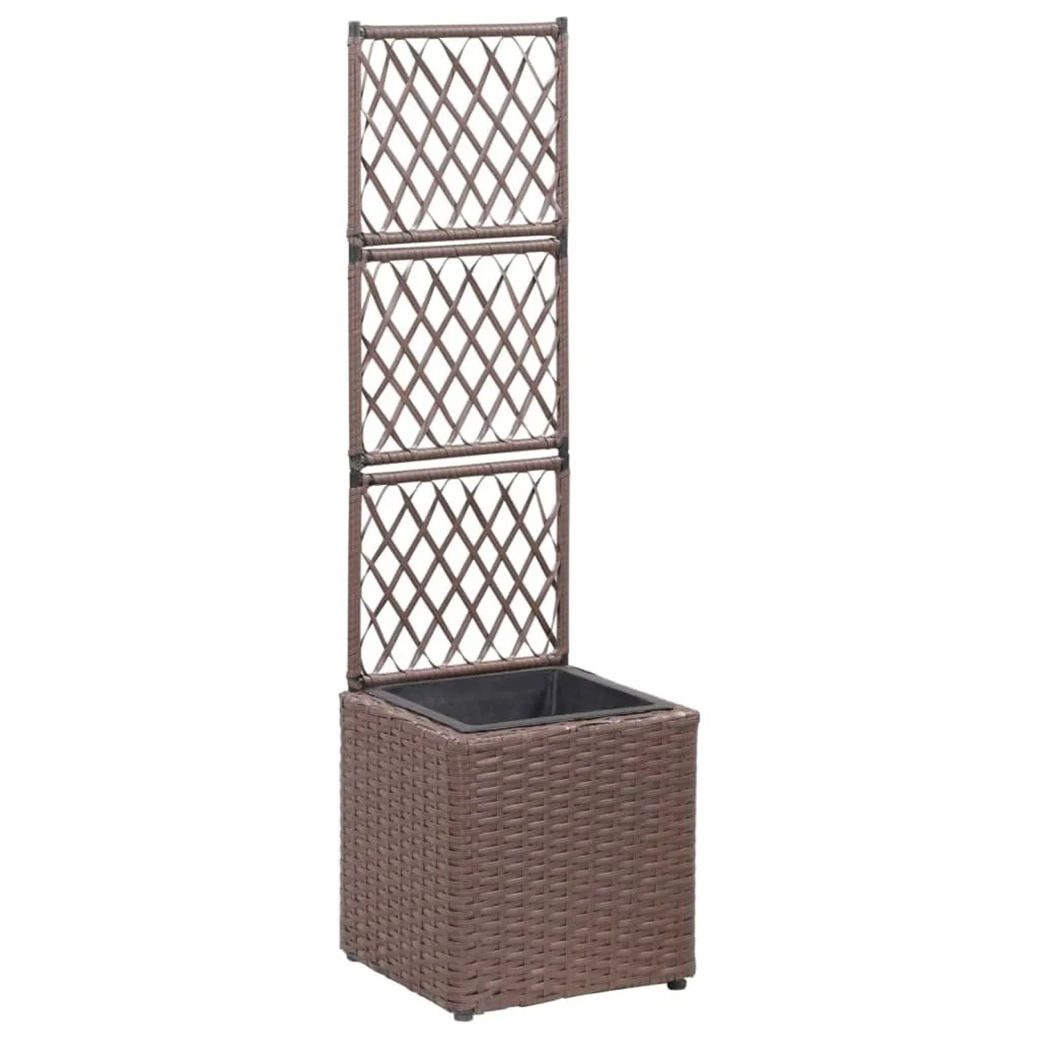 DELUKE Rankkasten Pflanzgefäß ELOT Aus Rattan Braun 1 Topf 30x30x107cm Hochbeet Rankgitter Pflanzkasten Blumenkasten Rankhilfe