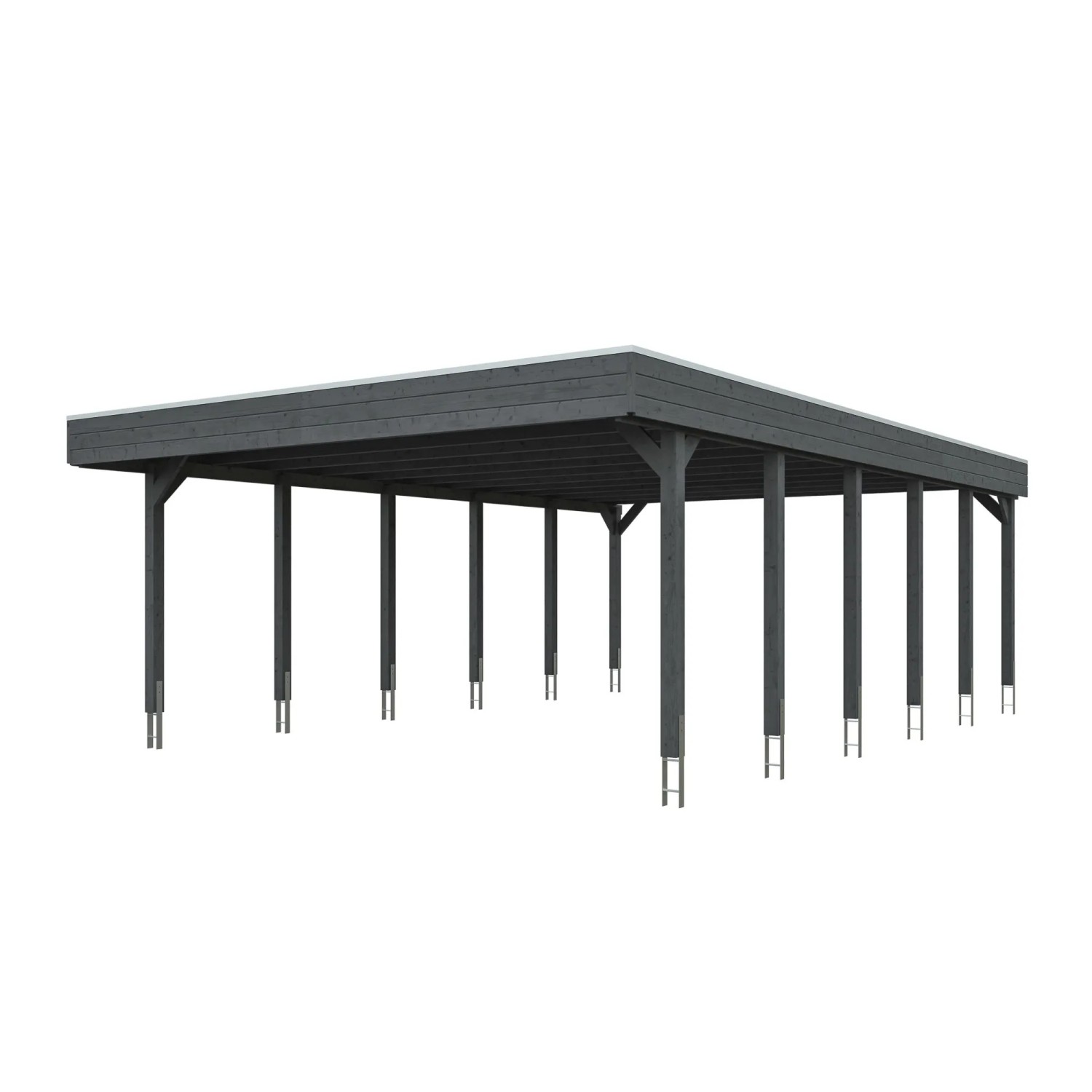 Skan Holz Carport Friesland mit Stahl-Dachplatten 546 cm x 860 cm Schiefergrau