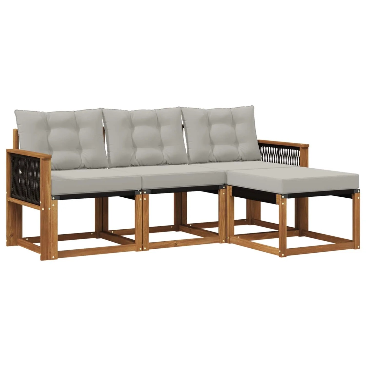 vidaXL Outdoor-Sofagarnitur mit Kissen 4 Stk Natur und Hellgrau 3381871