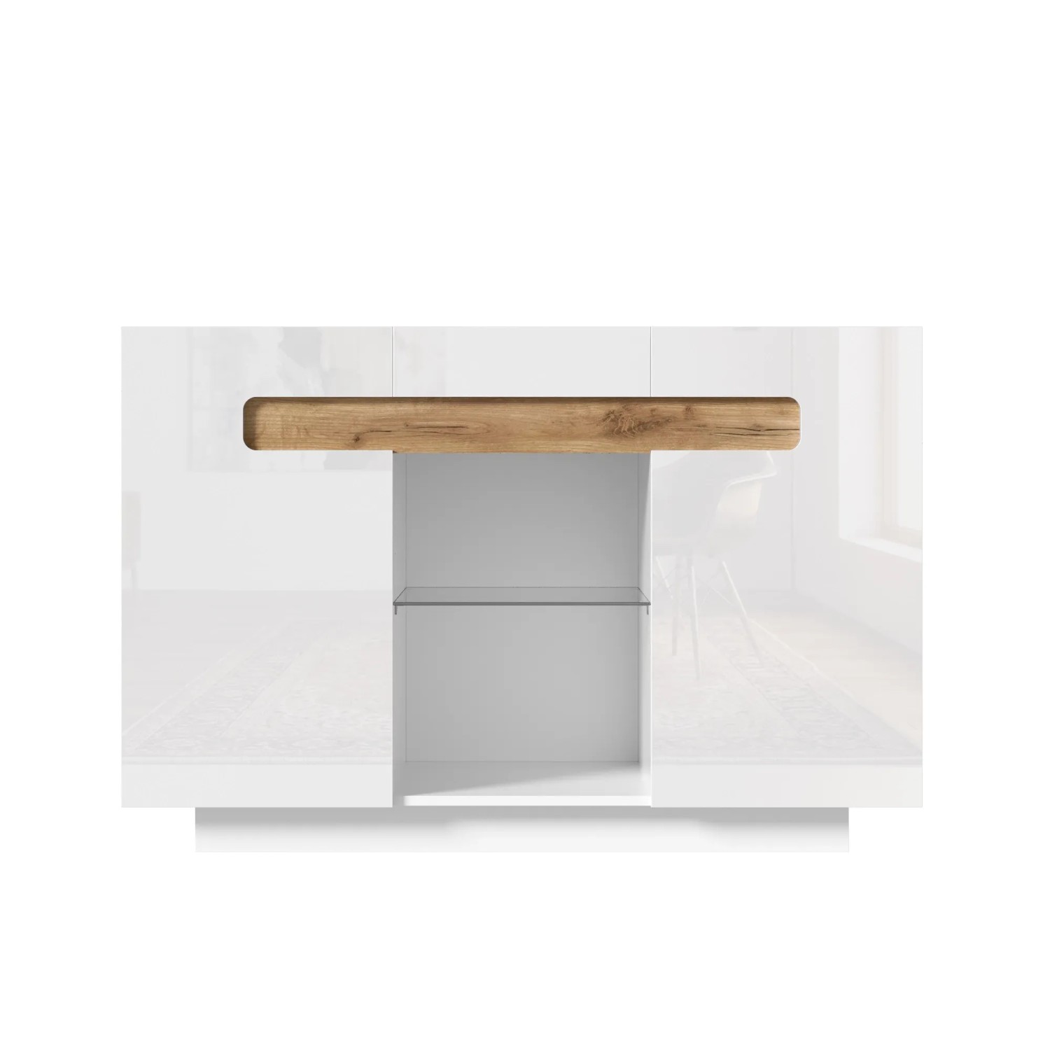 Merax LED-Sideboard 120x40x80 cm Weiß Holzoptik Stauraum