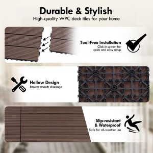 CCLIFE WPC Terrassendielen Balkon Boden Braun 60 x 30 x 2 cm 6 Stück 1,08 m²