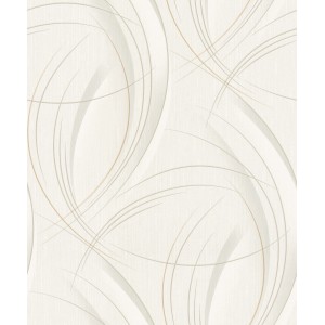Beige Vliestapete mit geschwungenen Linien, Design Guido Maria Kretschmer Fashion for Walls 3 Millenium.